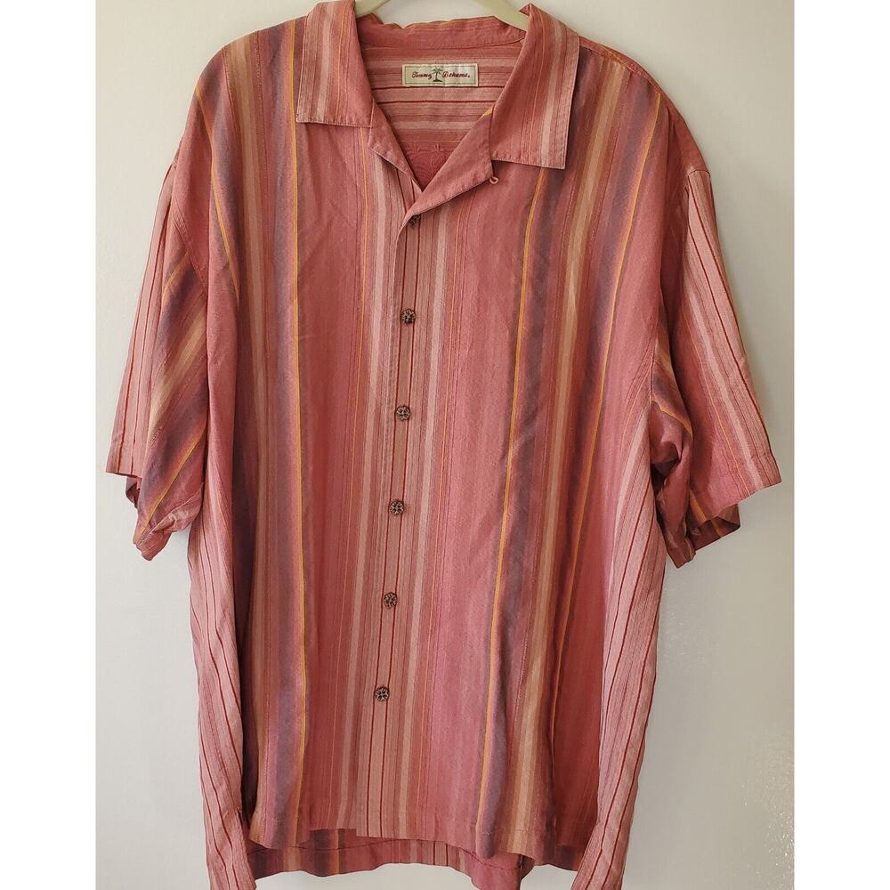 Tommy Bahama Pink Striped Casual Button Down Shirt